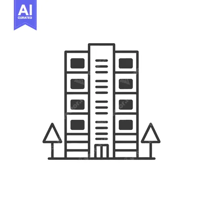Aset premium populer: A stylized illustration of a modern high rise residential building