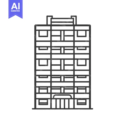 Premium design asset: Linear Drawing Depicting a Tall Apartment Building or Residential Comp