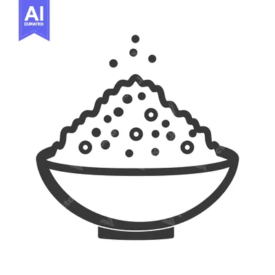 Aset premium populer: A bowl overflowing with a grainy heap of food illustration