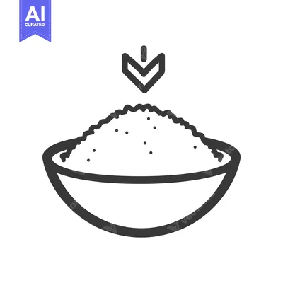 Aset desain premium: The illustration shows a bowl filled with grain being poured into it