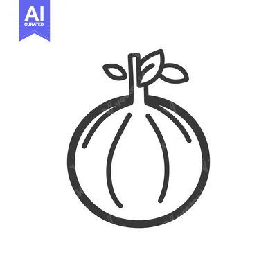 Premium design asset: A simple line illustration of a fresh bulb of onion