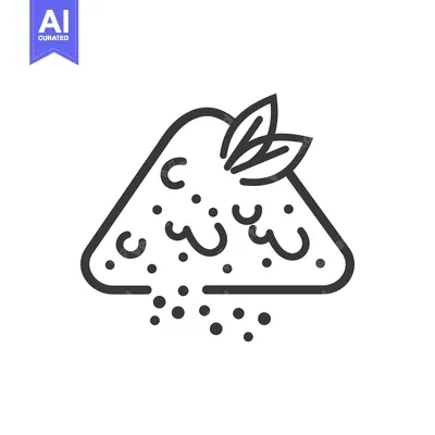 Aset desain premium: A triangular food item garnished with leaves and small dots