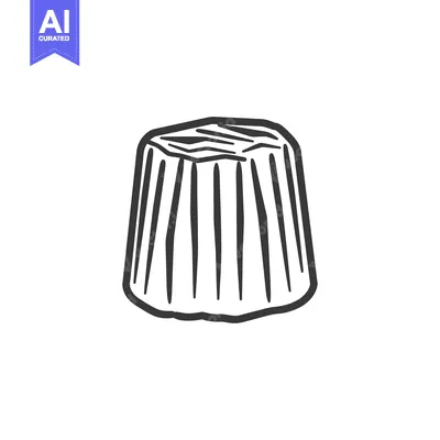Aset premium populer: A simple black and white illustration of a small food portion