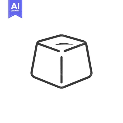 Aset desain premium: Simple outline of a geometric shape cube with rounded corners