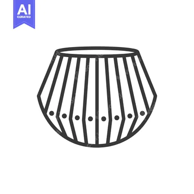 Aset desain premium: A modern stylized illustration of a lined pot object