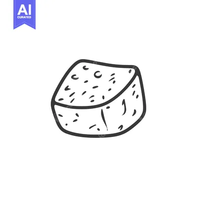 Aset desain premium: A simple black and white illustration of a cheese wedge