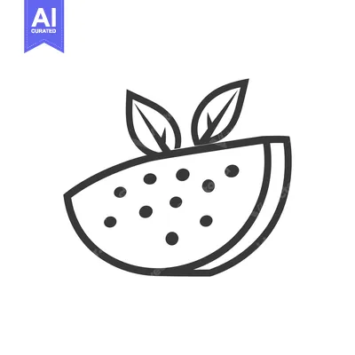 Aset premium populer: A black and white graphic of a watermelon slice