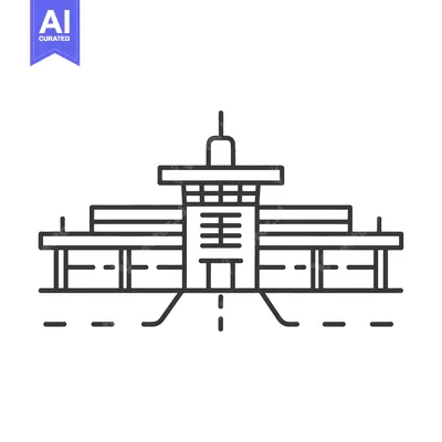 Aset premium populer: Vector graphic depicting an airport building and its infrastructure de