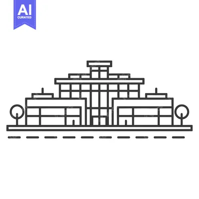 Aset desain premium: A simple flat illustration of a modern architectural building