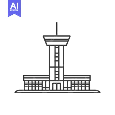 Aset desain premium: Vector illustration depicting an architectural tower and surrounding b