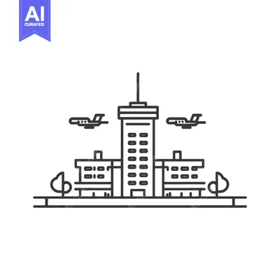 Premium design asset: Vector image illustrating an urban environment with buildings and airp