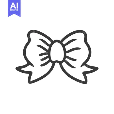 Aset desain premium: A simple illustrated outline drawing of a decorative bow