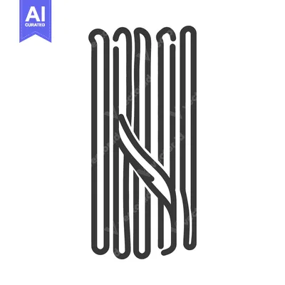 Dark grey linear design featuring a stylized letter N shape