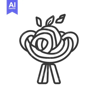 Aset desain premium: An artistic depiction of a flower with leaves and base