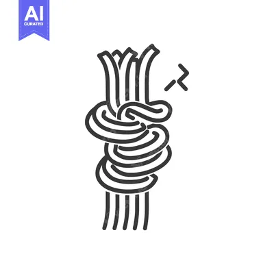 Aset premium populer: A black and white illustration depicting tied rope strands tightly