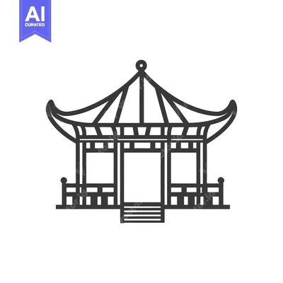 Simplified illustration depicting a traditional asian style pavilion s
