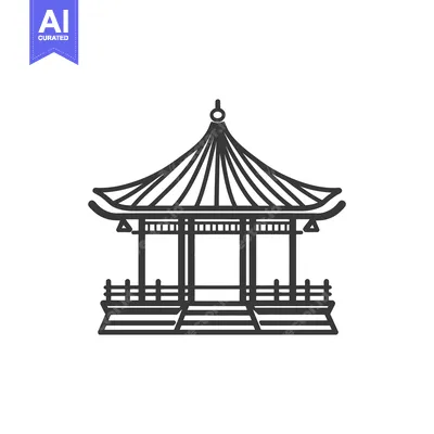 Aset premium populer: A stylized illustration of a traditional oriental pavilion structure