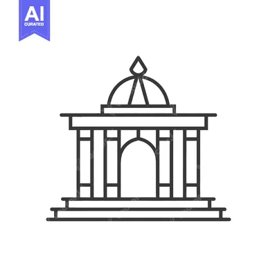 Aset premium populer: Linear Drawing Depicting Architectural Structure With Domed Roof