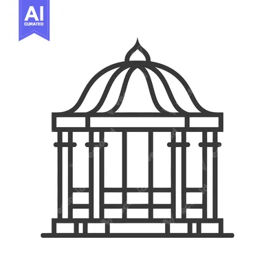 Aset desain premium: Architectural depiction of a gazebo structure with decorative features