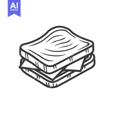 Aset desain premium: A simple two layered sandwich illustration with cheese and bread