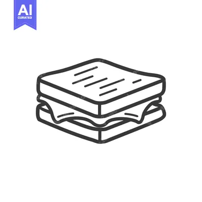 Premium design asset: Simple black and white illustration depicting a delicious sandwich mea