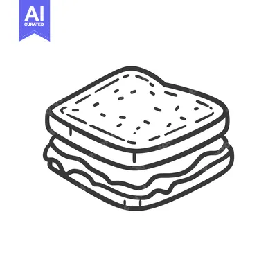 Aset desain premium: A simple line drawing depicts a two layer sandwich