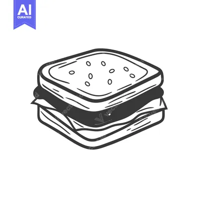 Aset premium populer: A simple black and white illustration of a stacked sandwich