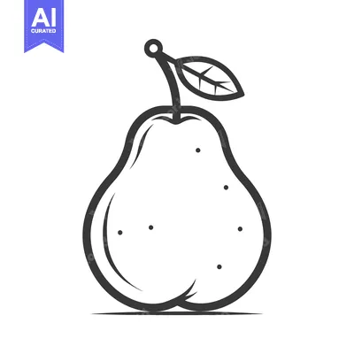 Aset desain premium: A simple line drawing of a ripe pear fruit