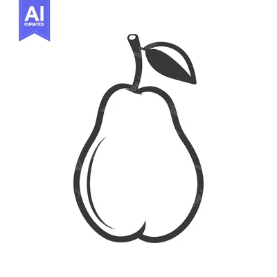Aset premium populer: A simple black and white illustration of a pear fruit