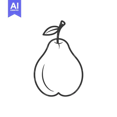 Popular premium asset: A simple black and white outlined pear with a leaf