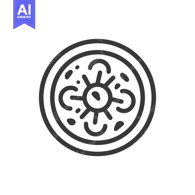 Aset desain premium: A circular black and white pizza icon is clearly illustrated