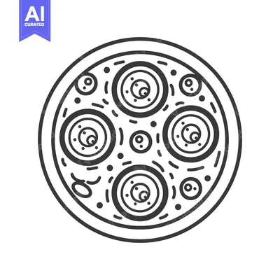 Aset desain premium: A circular illustration depicting a food item with decorative elements