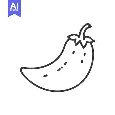 Aset desain premium: A single black and white illustration of a chili pepper