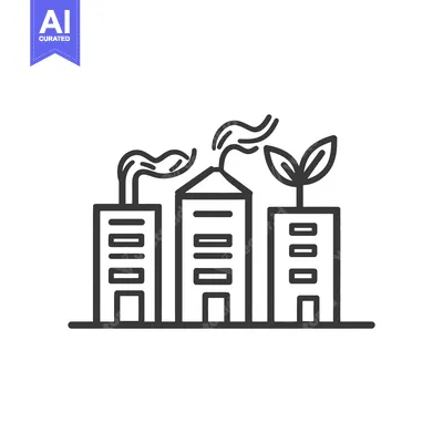 Popular premium asset: A graphic illustration featuring buildings and plants in black outline