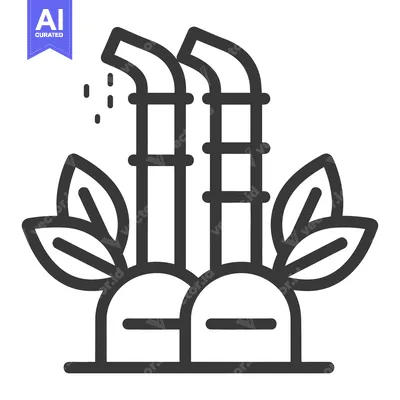Popular premium asset: Two sugarcane stalks with leaves and droplets are depicted here