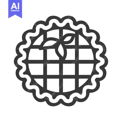 Popular premium asset: A black and white illustration of a decorative fruit pie
