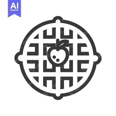 Premium design asset: A circular waffle icon featuring a fresh fruit apple illustration