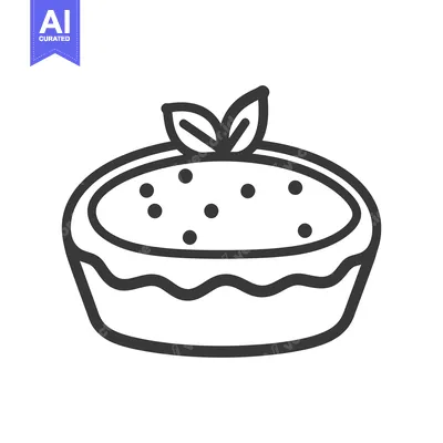 Popular premium asset: Simple line art illustration of a garnished baked dessert
