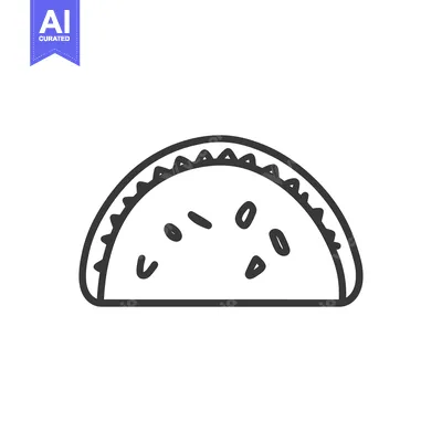 Aset desain premium: A simple black and white outline illustration of a stuffed taco