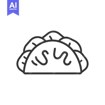Aset premium populer: Simple line drawing depicts a stuffed savory food item