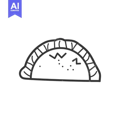 Premium design asset: A Simple Line Drawing Depicting a Savory Baked Hand Pie