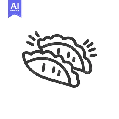 Two stylized dumplings are presented with simple radiant lines