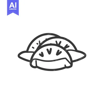 Aset premium populer: A line drawing of several semi circle food items