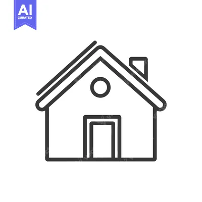 Aset desain premium: An outlined representation of a simple residential house dwelling