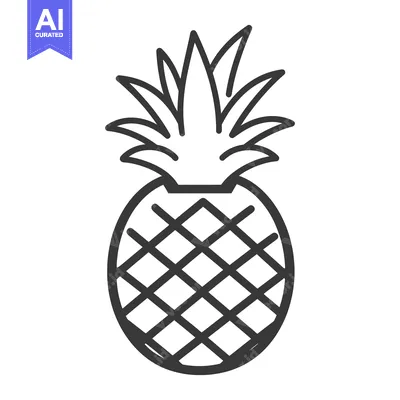 Aset premium populer: A simple line art illustration of a tropical pineapple fruit