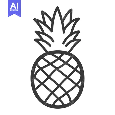 Premium design asset: Detailed black and white illustration of a ripe pineapple