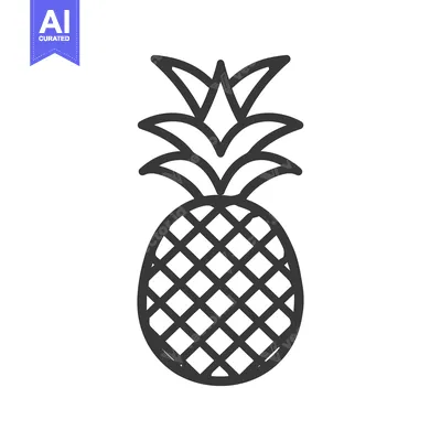 Aset premium populer: A simple black and white line drawing of a pineapple fruit