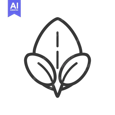 Aset desain premium: The illustration portrays a stylized plant with three individual leave
