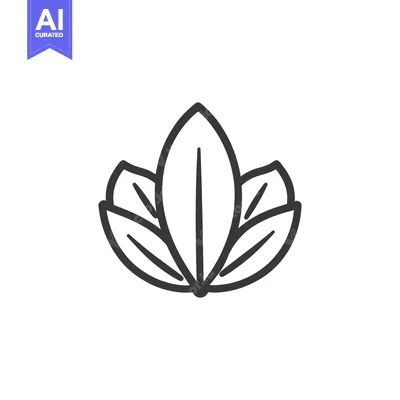 Aset desain premium: A simple black line drawing shows multiple overlapping leaves