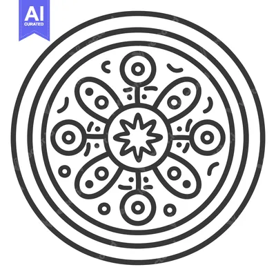 Aset premium populer: A simple illustration featuring a circular floral or mandala design